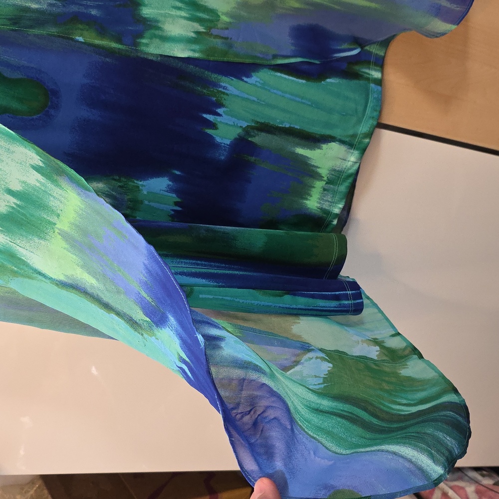 Catherine's Chiffon Flowing Flowing Tank Style Blue Green 0X 14/16W Preloved - Picture 7 of 16